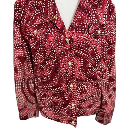 St. John sport Red and White pearl Studded Jacket abstract large - Picture 11 of 13